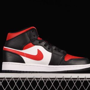 New Arrival AJ1 Mid 554724-079 Black White Red