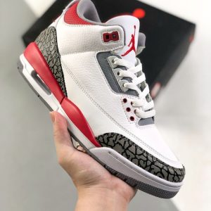 New Arrival AJ 3 Retro Pure White 136064 111 Red AJ3049 4