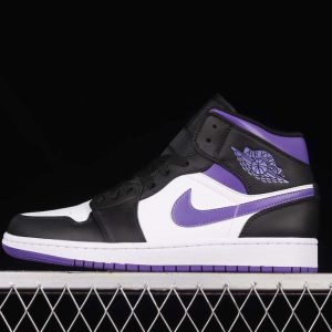 New Arrival AJ1 MID 554724 095 Black White Purple (3)