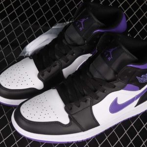 New Arrival AJ1 Mid 554724-095 Black White Purple