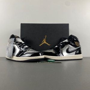 AJ1 Mid Black Metallic Silver Sail Metallic Gold FZ39380-001