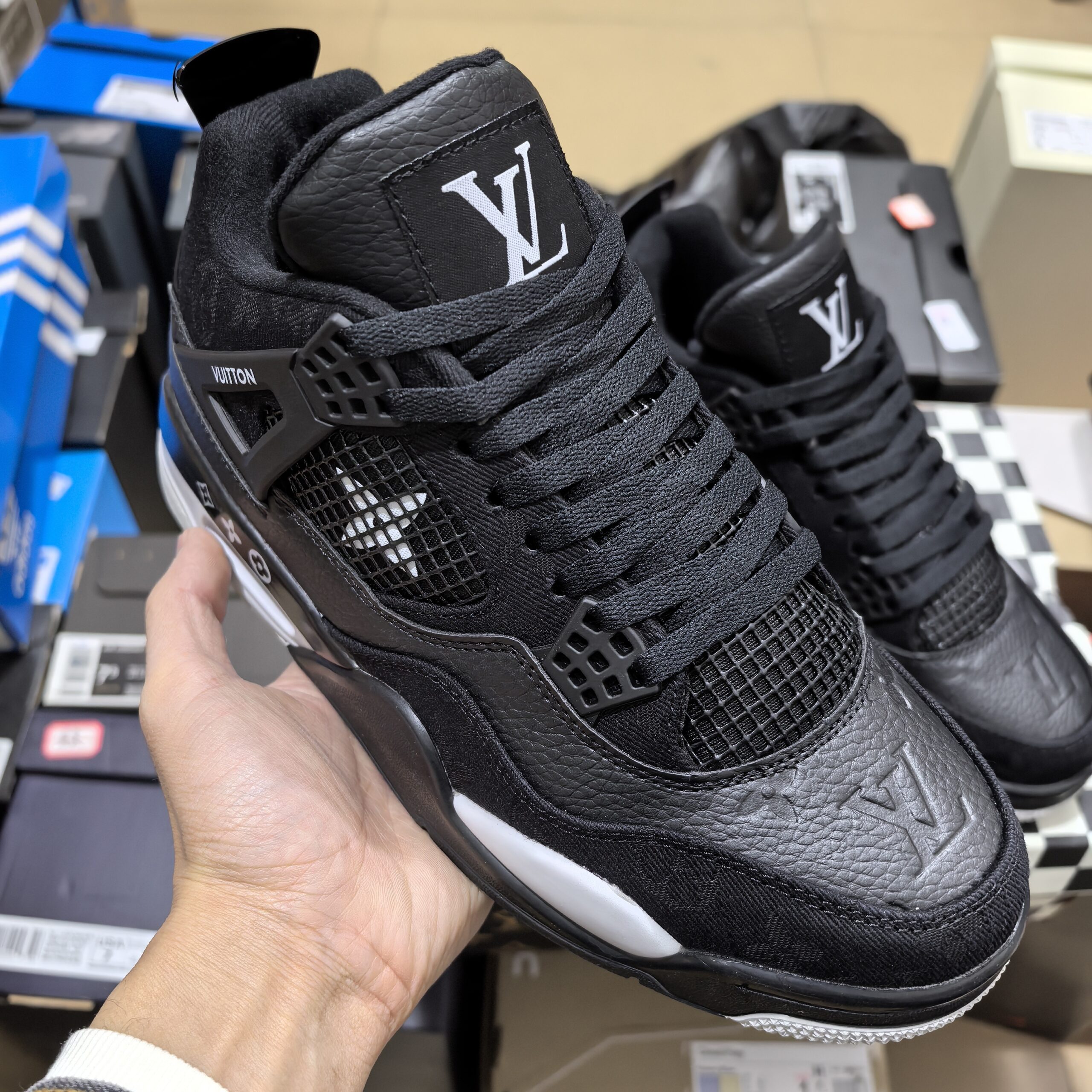 AJ 4 Retro x LV Black Shoes AJ 4 Retro x LV Black Shoes
