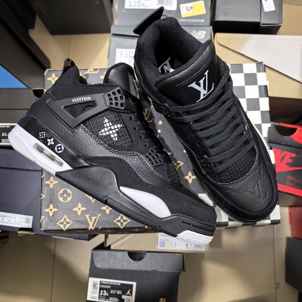 AJ 4 Retro x LV Black Shoes AJ 4 Retro x LV Black Shoes