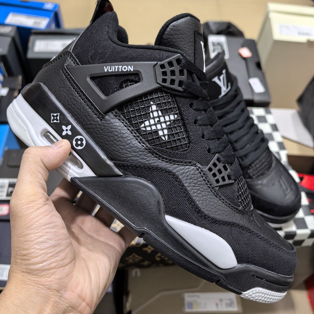 AJ 4 Retro x LV Black Shoes AJ 4 Retro x LV Black Shoes