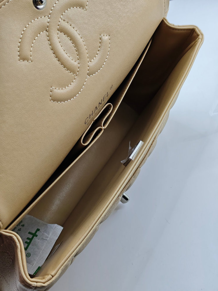 CN Classic Handbag Silver Hardware Beige For Women A01112 CN Classic Handbag Silver Hardware Beige For Women A01112