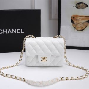 CN Classic Mini Flap Bag Golden Hardware White For Women