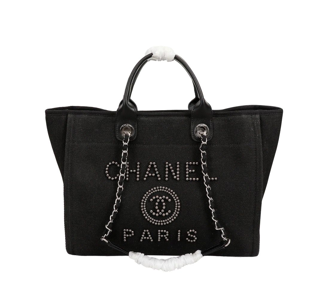 CN Large Deauville Pearl Tote Bag Black For Women A66941 CN Large Deauville Pearl Tote Bag Black For Women A66941