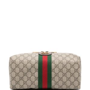 GG Savoy Leather-trimmed Coated-canvas Jacquard Toiletry Case 572767 GG Savoy Leather-trimmed Coated-canvas Jacquard Toiletry Case 572767