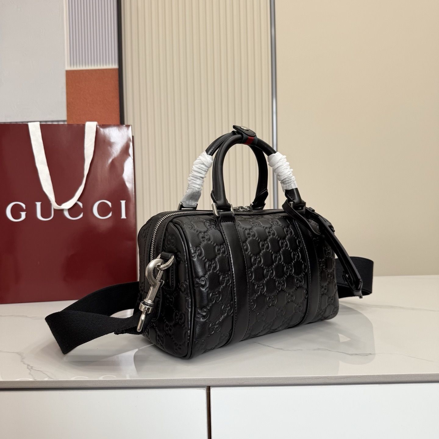 GG Emblem Small Duffle Bag 855789 GG Emblem Small Duffle Bag 855789