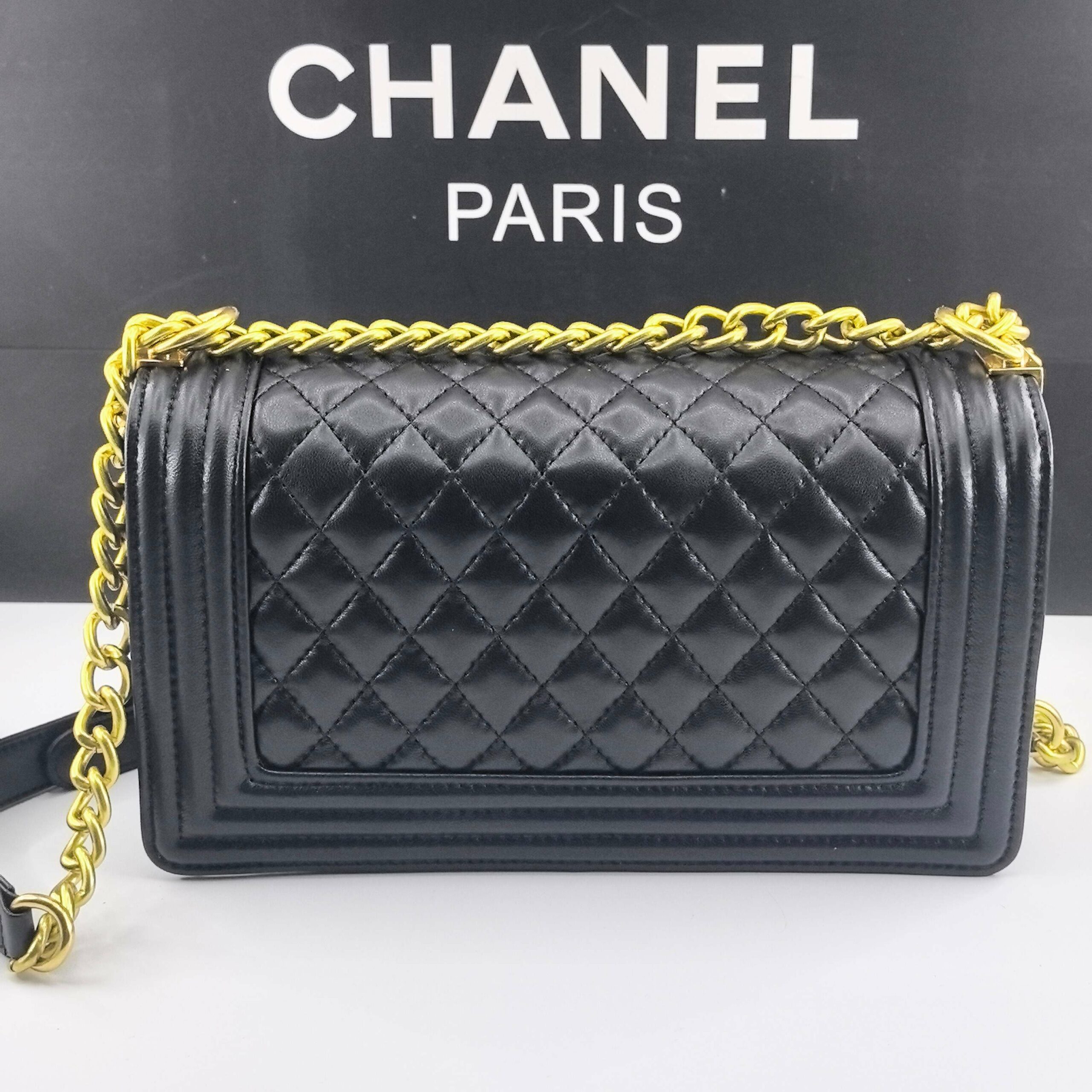 CN Boy Handbag Gold Toned Hardware Black For Women A67086