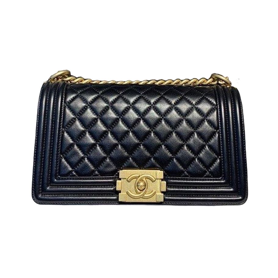 CN Boy Handbag Gold Toned Hardware Black For Women A67086