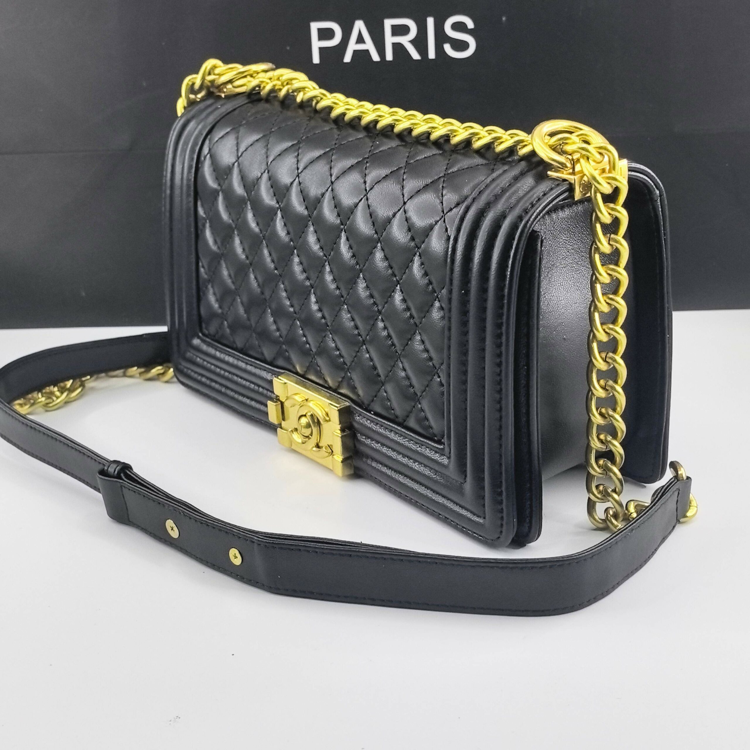 CN Boy Handbag Gold Toned Hardware Black For Women A67086 CN Boy Handbag Gold Toned Hardware Black For Women A67086