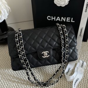 CN Classic Handbag with Silver Hardware in Black for Women A01112 2 427a9916