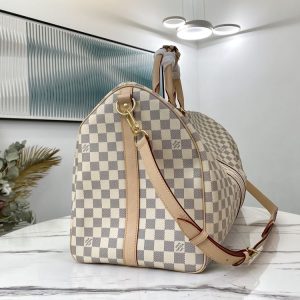 LV Keepall Bandouliere 55 Damier Azur Canvas For Women, Travel Bags N41429