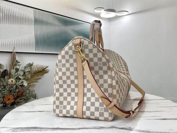 LV Keepall Bandouliere 55 Damier Azur Canvas For Women, Travel Bags N41429 PA