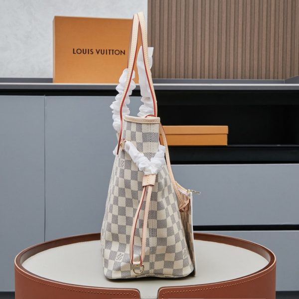 LV Neverfull GM Damier Azur Canvas Rose Ballerine Pink for Women N41604 PA