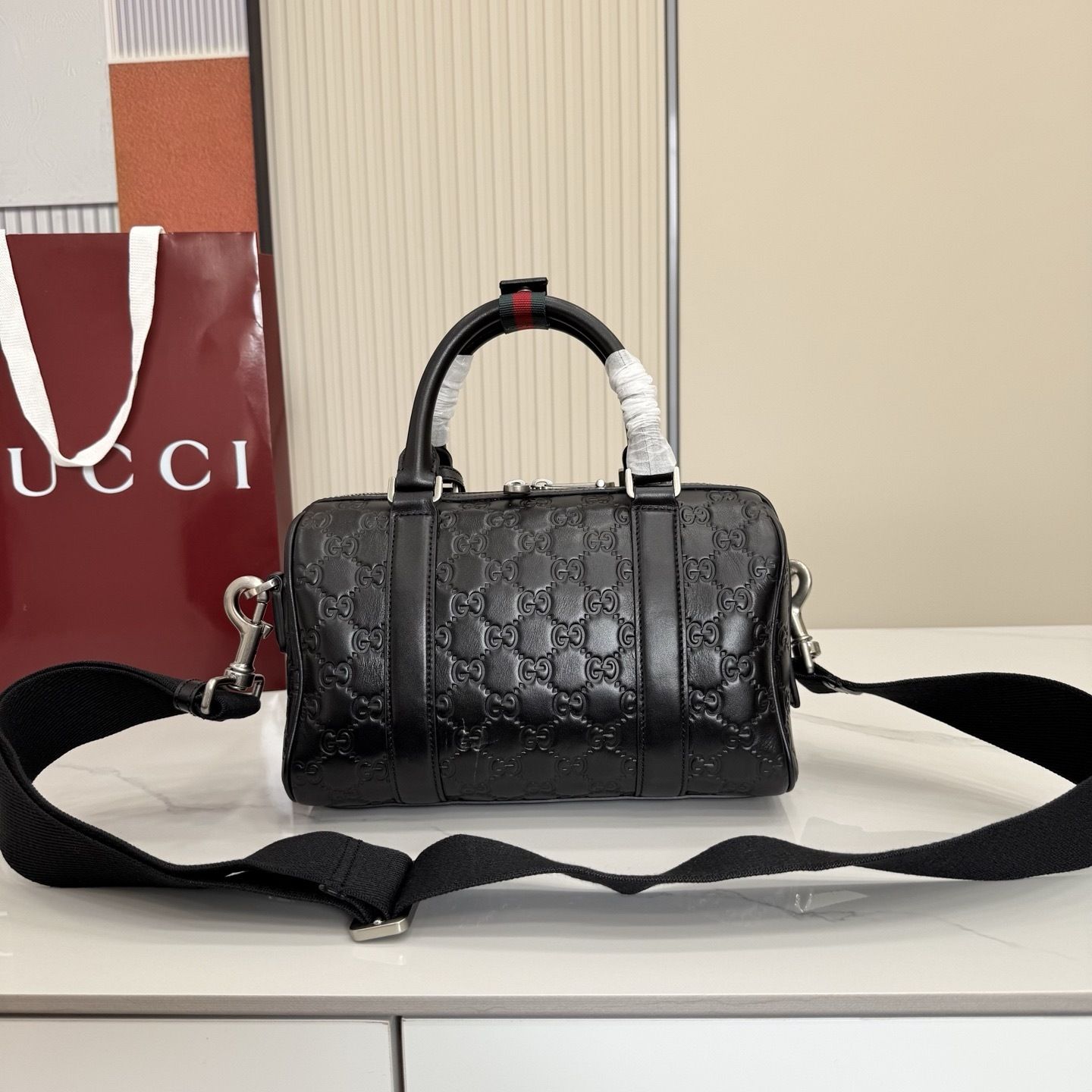 GG Emblem Small Duffle Bag 855789 GG Emblem Small Duffle Bag 855789