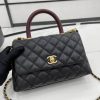 CN Medium Flap Coco Bag With Top Handle Black For Women A92990 QA