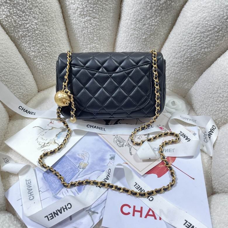 CN Flap Bag With CC Ball On Strap Black For Women AS1787 CN Flap Bag With CC Ball On Strap Black For Women AS1787