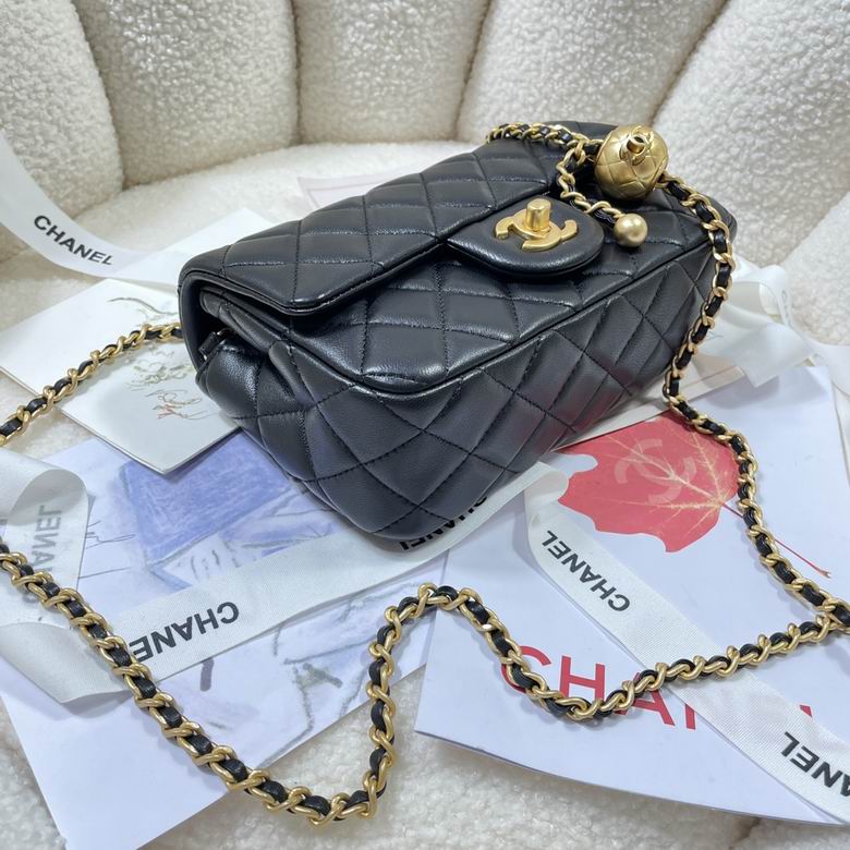 CN Flap Bag With CC Ball On Strap Black For Women AS1787 CN Flap Bag With CC Ball On Strap Black For Women AS1787