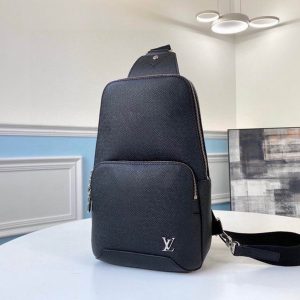 LV Avenue Sling Bag Taiga Black For Men M30443
