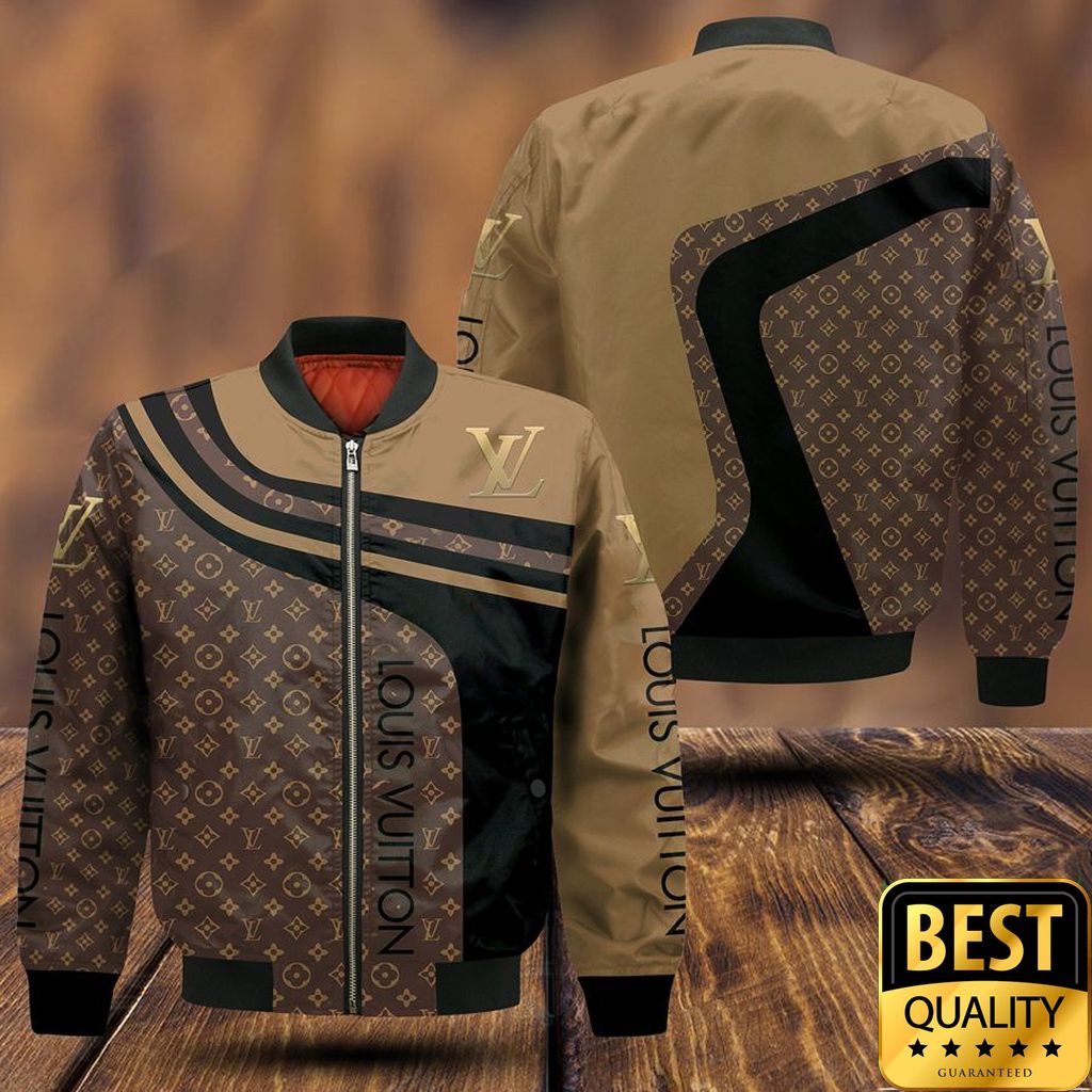 Luxury Louis Vuitton Black Dark Light Brown Curves Pattern 3D Shirt 140