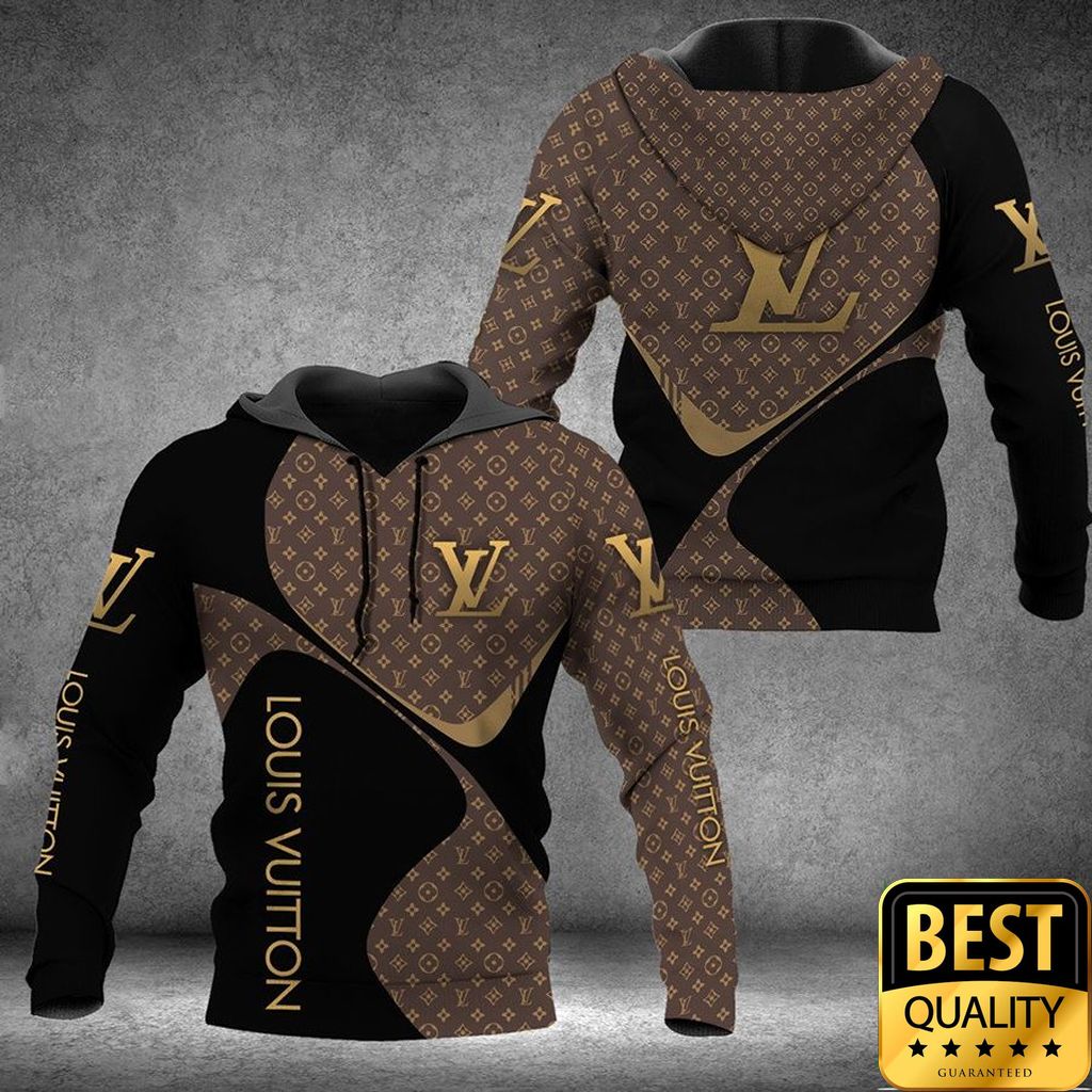 Luxury Louis Vuitton Black And Brown Monogram Vertical Brand Name 3D Shirt 134