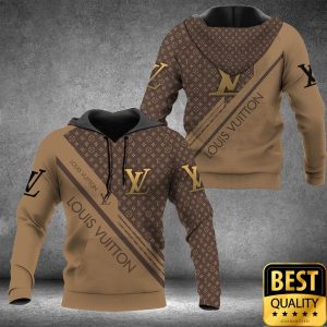 Luxury Louis Vuitton Brown With Diagonal Brand Name Stripe And Monogram 3D Shirt 153