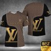 Luxury Louis Vuitton Dark Brown And Black Monogram Canvas Pattern 3D Shirt 158