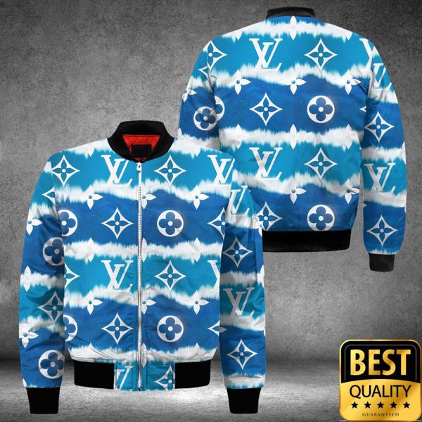 Luxury Louis Vuitton Dark And Light Blue White Mongram Pattern 3D Shirt And Pants 156