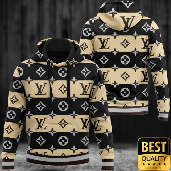 Luxury Louis Vuitton Light Yellow And Black Interleaved Pattern 3D Shirt And Pants 170