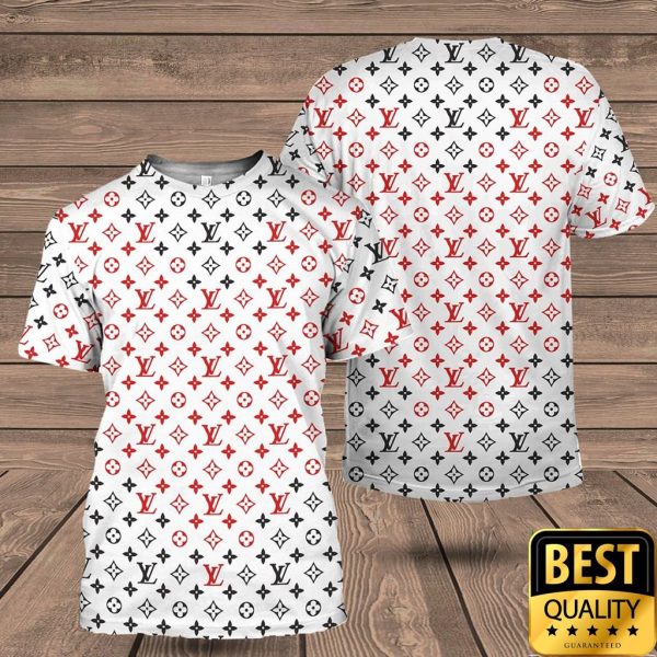 Luxury Louis Vuitton White With Black And Red Monogram 3D Shirt And Pants 177 Luxury Louis Vuitton White With Black And Red Monogram 3D Shirt And Pants 177