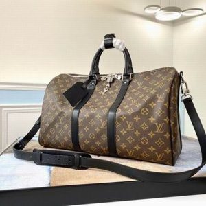 LV Keepall Bandouliere 45 Monogram Macassar Canvas For Men, Travel Bags M56711