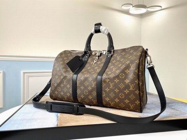 LV Keepall Bandouliere 45 Monogram Macassar Canvas For Men, Travel Bags M56711 PA