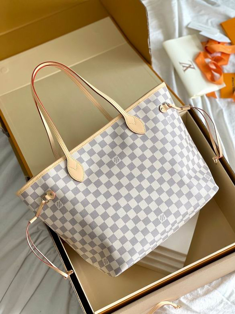 LV Neverfull MM Tote Bag Damier Azur Canvas for Women N41361 LV Neverfull MM Tote Bag Damier Azur Canvas for Women N41361
