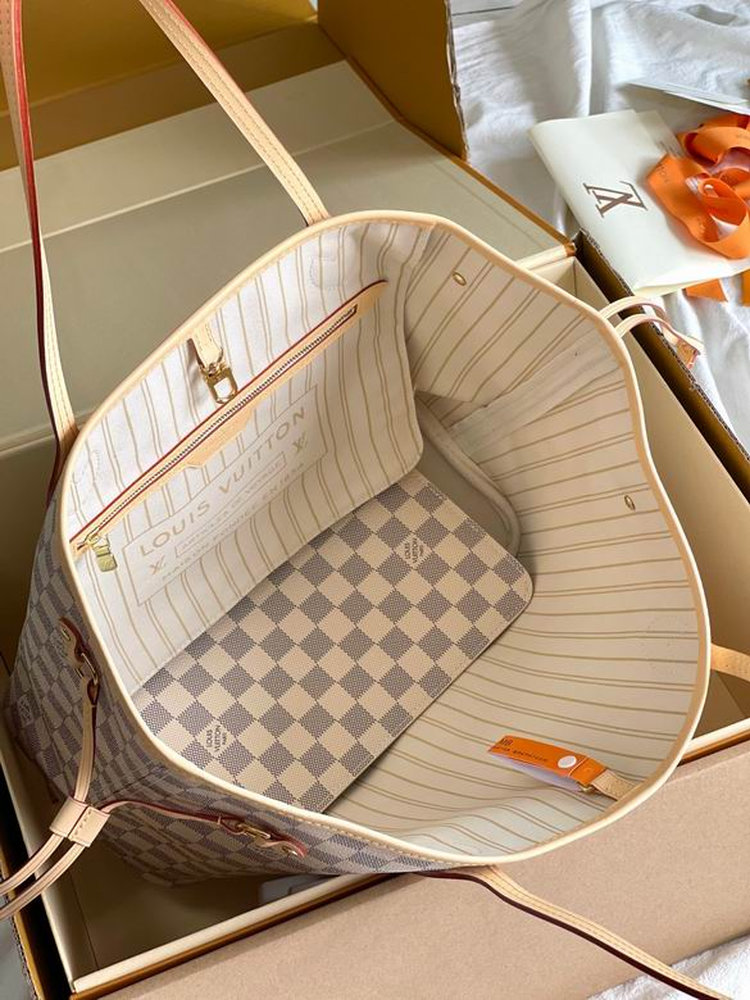 LV Neverfull MM Tote Bag Damier Azur Canvas for Women N41361 LV Neverfull MM Tote Bag Damier Azur Canvas for Women N41361