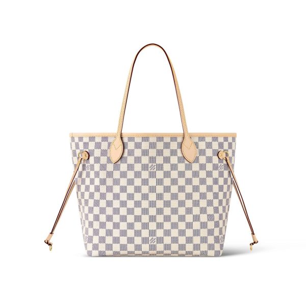 LV Neverfull MM Tote Bag Damier Azur Canvas Rose Ballerine Pink For Women N41605 PA