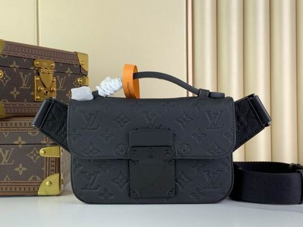 LV S Lock Sling Bag Black For Men M58487 PA