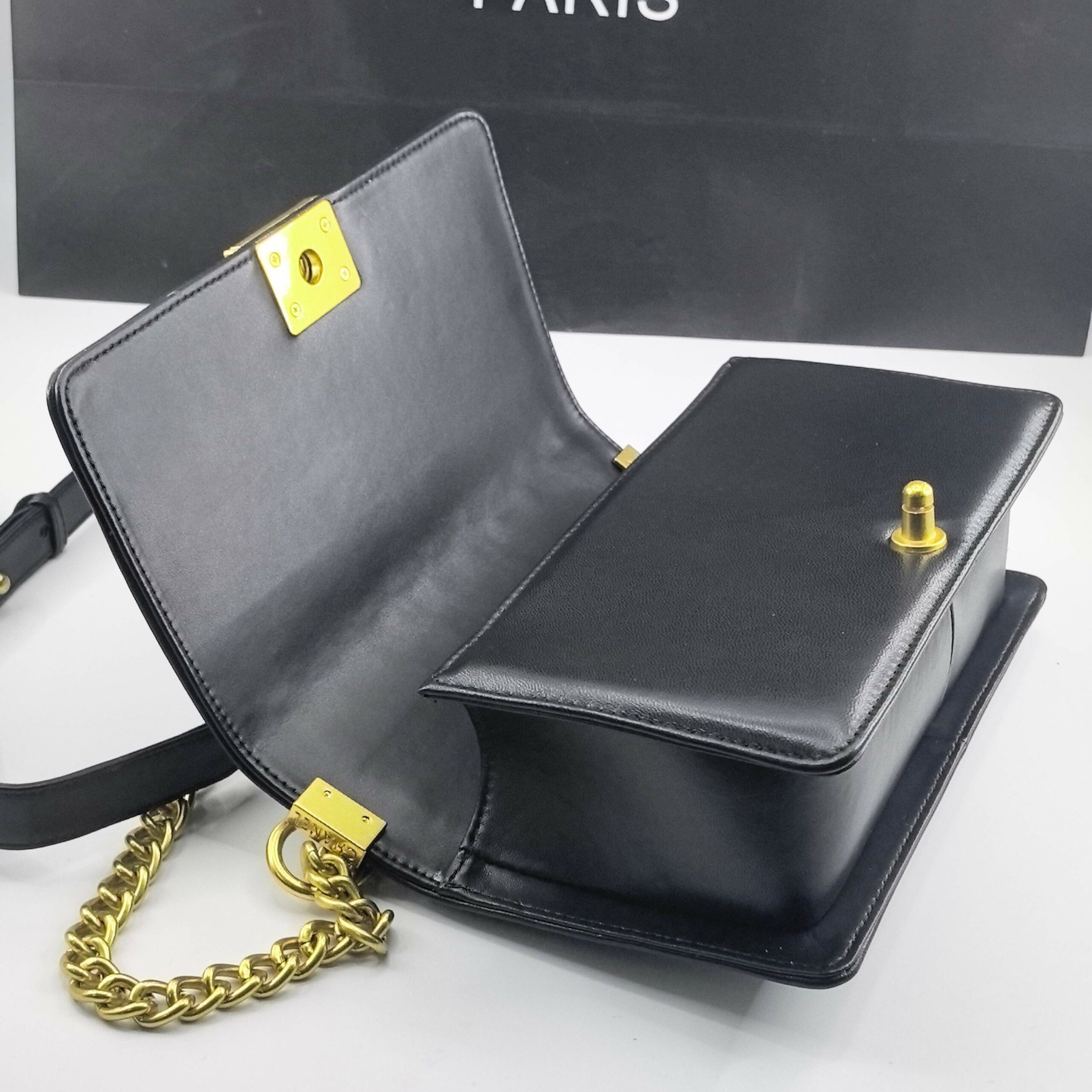 CN Boy Handbag Gold Toned Hardware Black For Women A67086 CN Boy Handbag Gold Toned Hardware Black For Women A67086