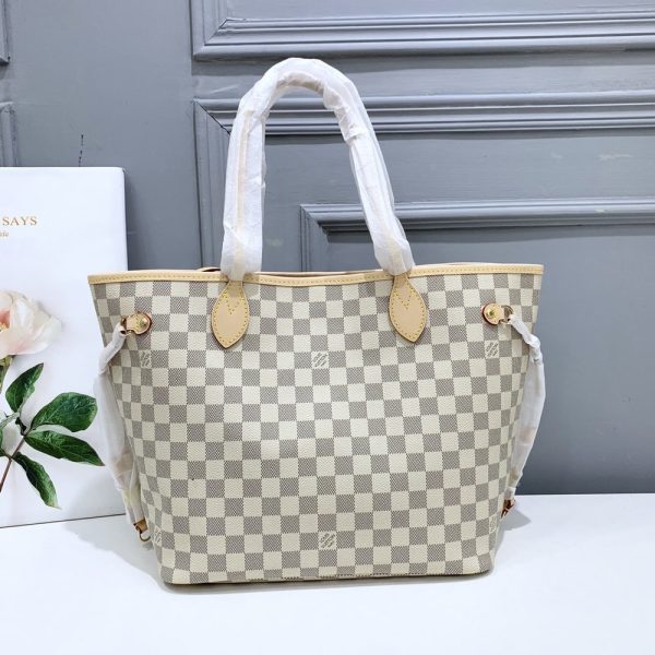 LV Neverfull MM Tote Bag Damier Azur Canvas Rose Ballerine Pink For Women N41605 PA