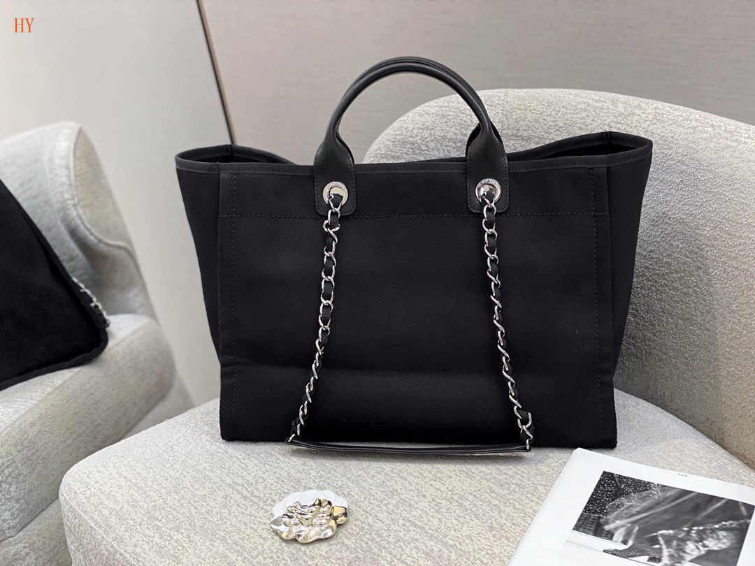 CN Large Deauville Pearl Tote Bag Black For Women A66941 CN Large Deauville Pearl Tote Bag Black For Women A66941
