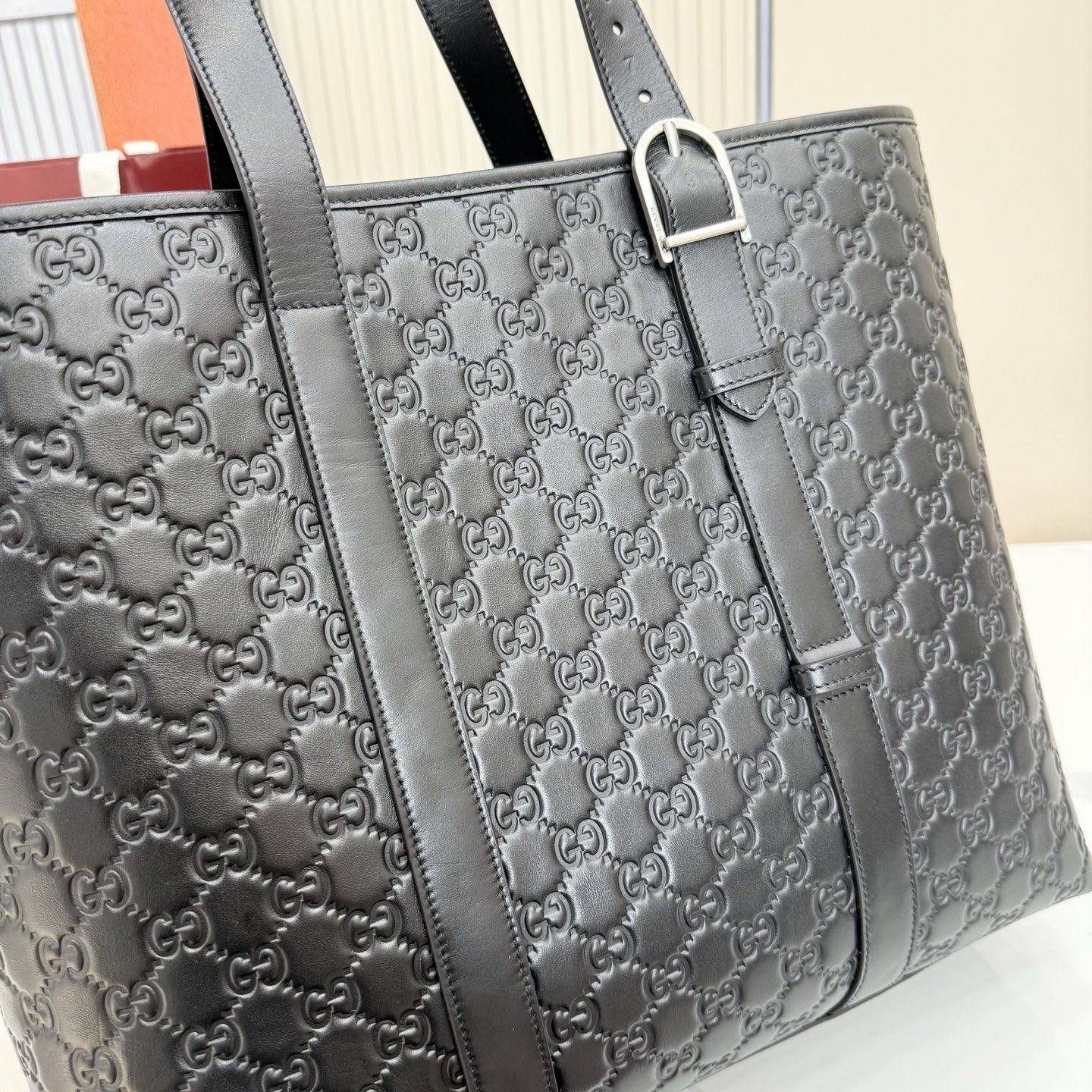 GG Emblem Large Tote Bag in Black 850218 GG Emblem Large Tote Bag in Black 850218