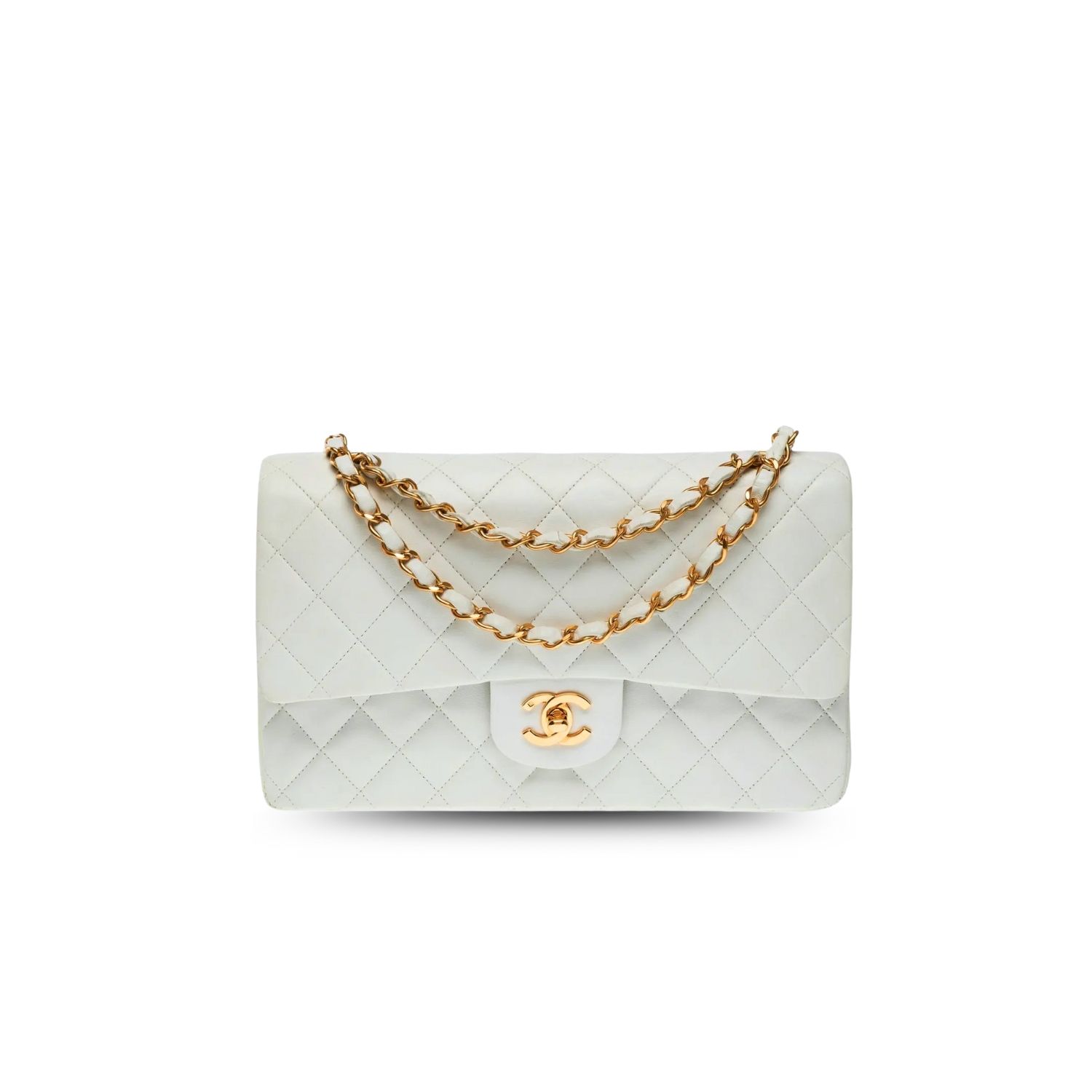 CN Classic Handbag Gold Toned Hardware White For Women A01112