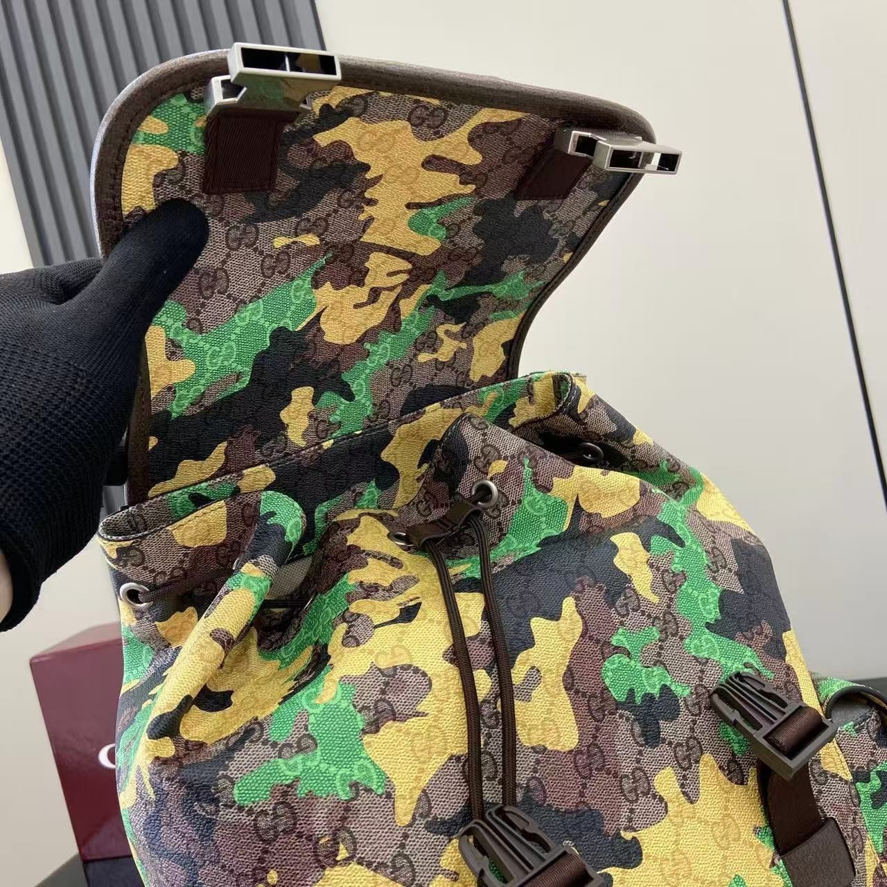 GG Canvas Large Camouflage Backpack 839110 GG Canvas Large Camouflage Backpack 839110