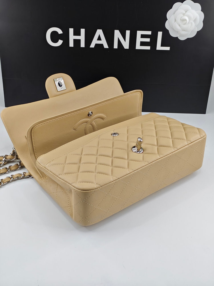 CN Classic Handbag Silver Hardware Beige For Women A01112 CN Classic Handbag Silver Hardware Beige For Women A01112