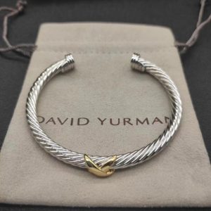 New Arrival David Yurman Bangle 015 – White Zircon-Gold, DYSZ015 – 5MM