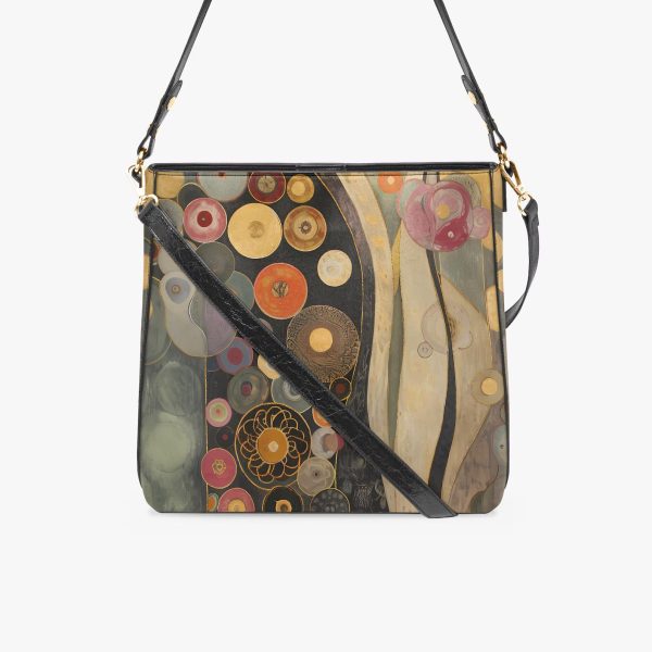 Klimt Art print Boho style Vegan Leather Bucket Bag – Crossbody Purse B011