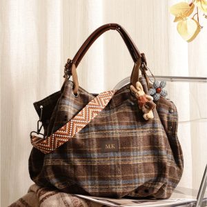 Retro Tote Bag – Shoulder Bag – Corduroy Crossbody Bag with Adjustable Strap B007