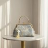 Vintage Floral Embroidered Silk Clutch Bag – Elegant Square Crossbody for Weddings & Evening Events B013