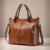 Women’s Vintage Style Leather Work Tote – Large Capacity Shoulder Crossbody Bag B009 Women’s Vintage Style Leather Work Tote – Large Capacity Shoulder Crossbody Bag B009